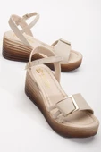 Olmo Kadın Bej Cilt Günlük Ortopedik Taban Sandalet thumbnail 8