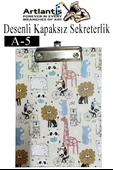 Desenli Sekreterlik Kapaksız A5 1 Adet Renkli A5 Kapaksız Sekreterlik Klipsli Metal Mekanizmalı 80 Yaprak Kapasiteli - 1