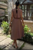 Göbeği Halka Detaylı Midi Boy Elbise 2896 - 8