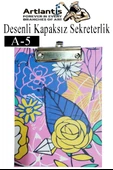 Desenli Sekreterlik Kapaksız A5 1 Adet Renkli A5 Kapaksız Sekreterlik Klipsli Metal Mekanizmalı 80 Yaprak Kapasiteli - 4