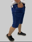 Erkek Sers Denim Pamuklu Slim Fit Koyu Mavi Kot Kapri - 2
