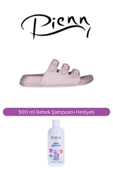 Pienn Kadın Bronz Bantlı Simli Yumuşak Soft Taban Tokalı Terlik ( 500 ml Bebek Şampuanı Hediyeli ) - 1