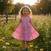 Çiçekli Kız Çocuk Elbise thumbnail 2