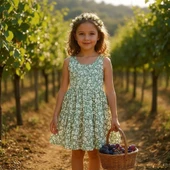 Çiçekli Kız Çocuk Elbise thumbnail 2