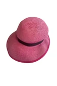 TODBİE Kız Çocuk Pembe Siyah Kumaş Çemberli Şapka 57 Cm % 100 Polyester - 1