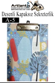 Desenli Sekreterlik Kapaksız A5 1 Adet Renkli Desenli A5 Sekreterlik Klipsli Metal Mekanizmalı 80 Yaprak Kapasiteli - 8