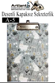 Desenli Sekreterlik Kapaksız A5 1 Adet Renkli Desenli A5 Sekreterlik Klipsli Metal Mekanizmalı 80 Yaprak Kapasiteli - 9