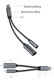 Samsung Xiaomi Uyumlu Type-c Kulaklık Çevirici Şarj Dönüştürücü Örgü Kablo Bluetooth Gerektirmez - 8