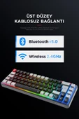 Rampage YORU Mini PRO Siyah/Gri 2.4ghz+BT5.0+Type-C 5 Bağlantı OUTEMU Red Swich Q Mekanik Gaming Oyuncu Klavye RGB - 2