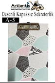 Desenli Sekreterlik Kapaksız A5 1 Adet Renkli Desenli A5 Sekreterlik Klipsli Metal Mekanizmalı 80 Yaprak Kapasiteli - 7
