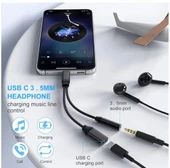 Samsung Xiaomi Uyumlu Type-c Kulaklık Çevirici Şarj Dönüştürücü Örgü Kablo Bluetooth Gerektirmez - 3
