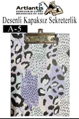 Desenli Sekreterlik Kapaksız A5 1 Adet Renkli Desenli A5 Sekreterlik Klipsli Metal Mekanizmalı 80 Yaprak Kapasiteli - 4