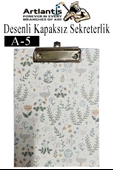 Desenli Sekreterlik Kapaksız A5 1 Adet Renkli Desenli A5 Sekreterlik Klipsli Metal Mekanizmalı 80 Yaprak Kapasiteli - 1