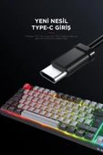 Rampage YORU TKL Gri/Siyah Type-C Bağlantılı OUTEMU Red Swich Q Mekanik Gaming Oyuncu Klavye RGB - 2