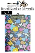 Desenli Sekreterlik Kapaksız A5 1 Adet Renkli Desenli A5 Sekreterlik Klipsli Metal Mekanizmalı 80 Yaprak Kapasiteli - 5