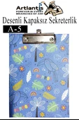 Desenli Sekreterlik Kapaksız A5 1 Adet Renkli Desenli A5 Sekreterlik Klipsli Metal Mekanizmalı 80 Yaprak Kapasiteli - 3