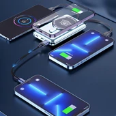 BUFF LABS BP11 10000 mAh Magsafe Uyumlu Dahili Kablolu Taşınabilir Manyetik Powerbank (Mavi) thumbnail 4