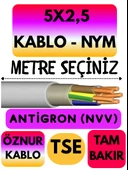 Öznur 5X2,5 ANTİGRON (NYM) Kablo (Gri) Metre Seçenekli - 1