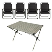 YekOutdoor Katlanabilir Alüminyum Kamp Masası ve 4 Kişilik Konforlu Kamp Sandalyesi Seti - 1