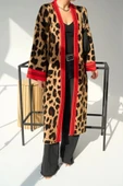 Uzun Leopar Hırka - Camel-Kırmızı - 1