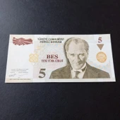 Escoines Koleksiyon 39963684eecf7ec06f 8.Emisyon 5YTL ÇİL Yeni Türk Lirası Eski Kağıt Para - 1