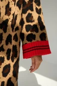 Uzun Leopar Hırka - Camel-Kırmızı - 3