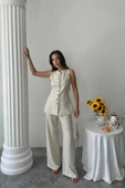 KETEN YELEK - PANTOLON TAKIM - Taş - 1