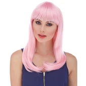 Soft Pembe Renk Uzun Düz Parti Peruğu - 1