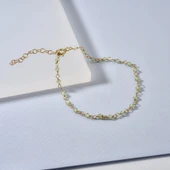 14 Ayar Altın Kaplama Peridot Doğal Taşlı El Yapımı Gümüş Bileklik - CBS00123 thumbnail 1