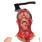 Kafaya Saplanmış Halloween Kanlı Balta Şaka Tacı - 4