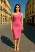 Kadın Sendy Kumaş Tek Omuz Midi Boy Elbise - 1