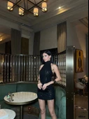 Kadın Pul Payet Kumaş Halter Yaka Mini Elbise - 3