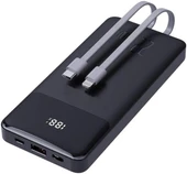 Coverzone Dunspin Led Ekranlı Powerbank 10000mAH Dahili Type-C Kablo Dahili Lightning Kablo iPhone Uyumlu Güç Bankası Şarj Cihazı (W19 10000mAh - Siyah) thumbnail 1