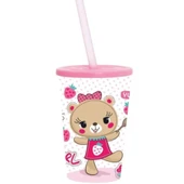 Herevin Süslü Pipetli Bardak-Desenli-Pembe Ayıcık 450 Cc 161841-004 - 1