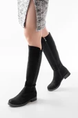 165-305 Siyah Süet Arka Streç Fermuarlı Günlük Kadın Çizme thumbnail 4