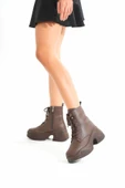 FZ-2550 Kahverengi Yüksek Tabanlı Bağcıklı Fermuarlı Günlük Kadın Bot thumbnail 2