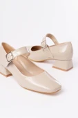 ST-006 Bej Rugan Günlük 4 cm Topuklu Bayan Ayakkabı - 4