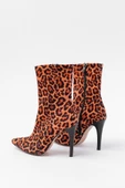 VRT-4811 Leopar Yüksek İnce Topuklu Fermuarlı Kadın Bot thumbnail 4