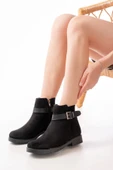 165-204/1 Siyah Süet Toka Aksesuarlı Fermuarlı Günlük Kadın Bot thumbnail 2