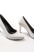 ST-001 Beyaz Rugan Günlük 9 cm Topuklu Bayan Stiletto Ayakkabı - 7