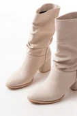 RS-2430 Bej Topuklu Körüklü Günlük Kadın Bot thumbnail 4
