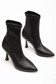 VRT-023 Siyah Yüksek İnce Topuklu Streç Kadın Bot thumbnail 4