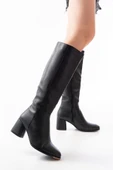 RS-2432 Siyah Topuklu Fermuarlı Günlük Kadın Çizme thumbnail 1