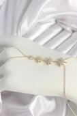 Pirinç Gold Renk Zirkon Taşlı Kutup Yıldız Model Kadın Şahmeran - 1