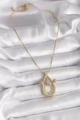316L Çelik Gold Renk Zincir Zirkon Taşlı Vintage Model Kadın Kolye - 2