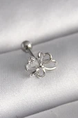 316L Çelik Gümüş Renk Zirkon Taş Detay Kurdele Model Tragus Piercing - 1