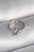 316L Çelik Gümüş Renk Zirkon Taşlı Kelebek Model Tragus Piercing - 1