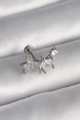 316L Çelik Gümüş Renk Zirkon Taşlı Yıldız Model Tragus Piercing - 1