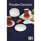 Çay Tabağı Porselen Görünüm 18 Adet Tabağı Seti Seti - 2
