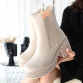 Paigo Bej Cilt Topuklu Bot thumbnail 4